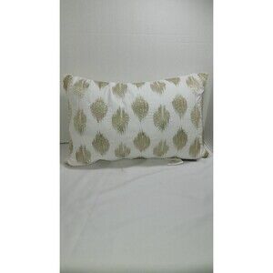 INK+IVY Nadia Dot Gold/White Embroidered Cotton Oblong Throw Pillow 10.5 x 16.5"